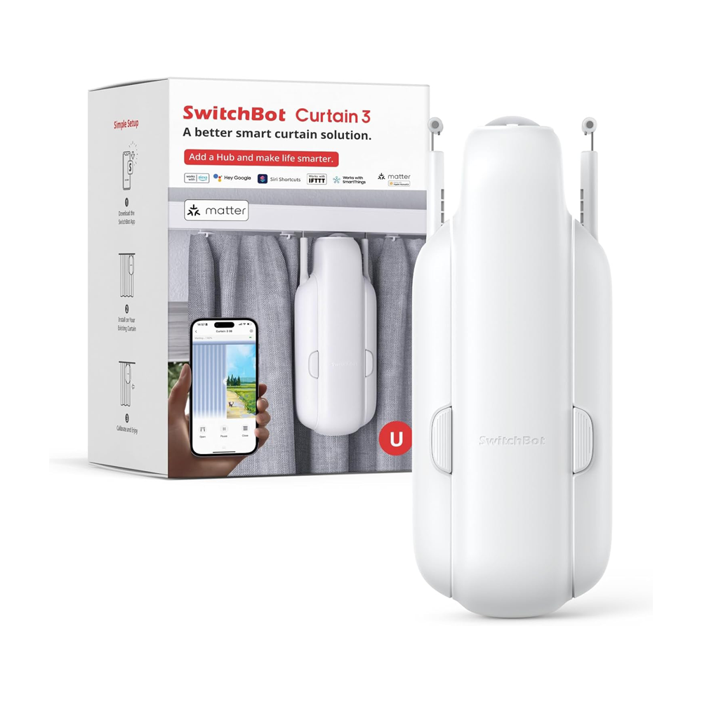 Curtain 3 U Rail- Smart Automatic Curtain Opener by SwitchBot | Smart Accessories | SASKA Trading