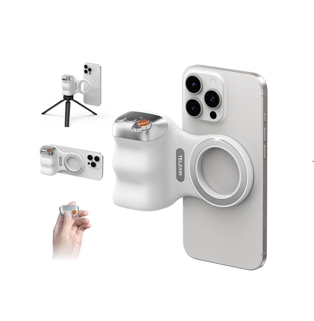 DSLR Style Magnetic Phone Camera Grip with Detachable Wireless Shutter by Telesin | Phone Magnetic Grip | SASKA Trading