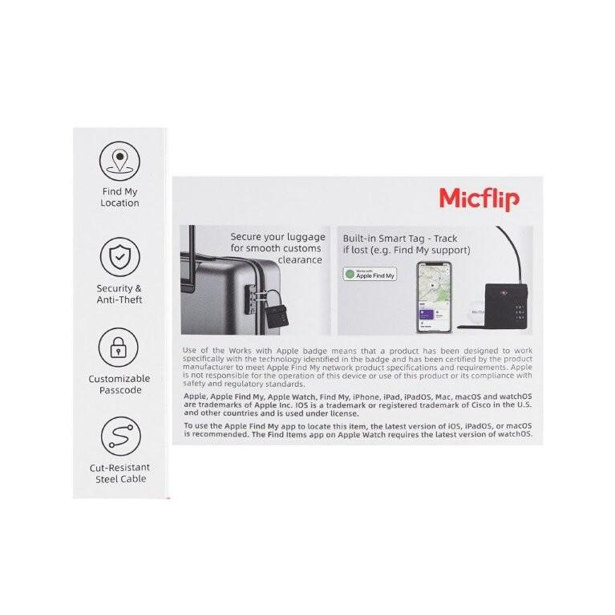 TSA Custom Lock – Smart Luggage Lock with AirTag Holder & GPS Compatibility by Micflip