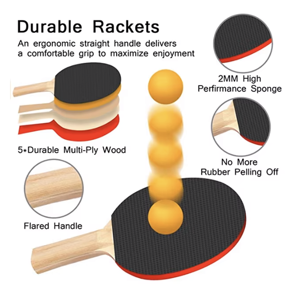 Table Tennis Racket Set of 4 Rackets Net and 6 Balls by Weinixun | Table Tennis | SASKA Trading