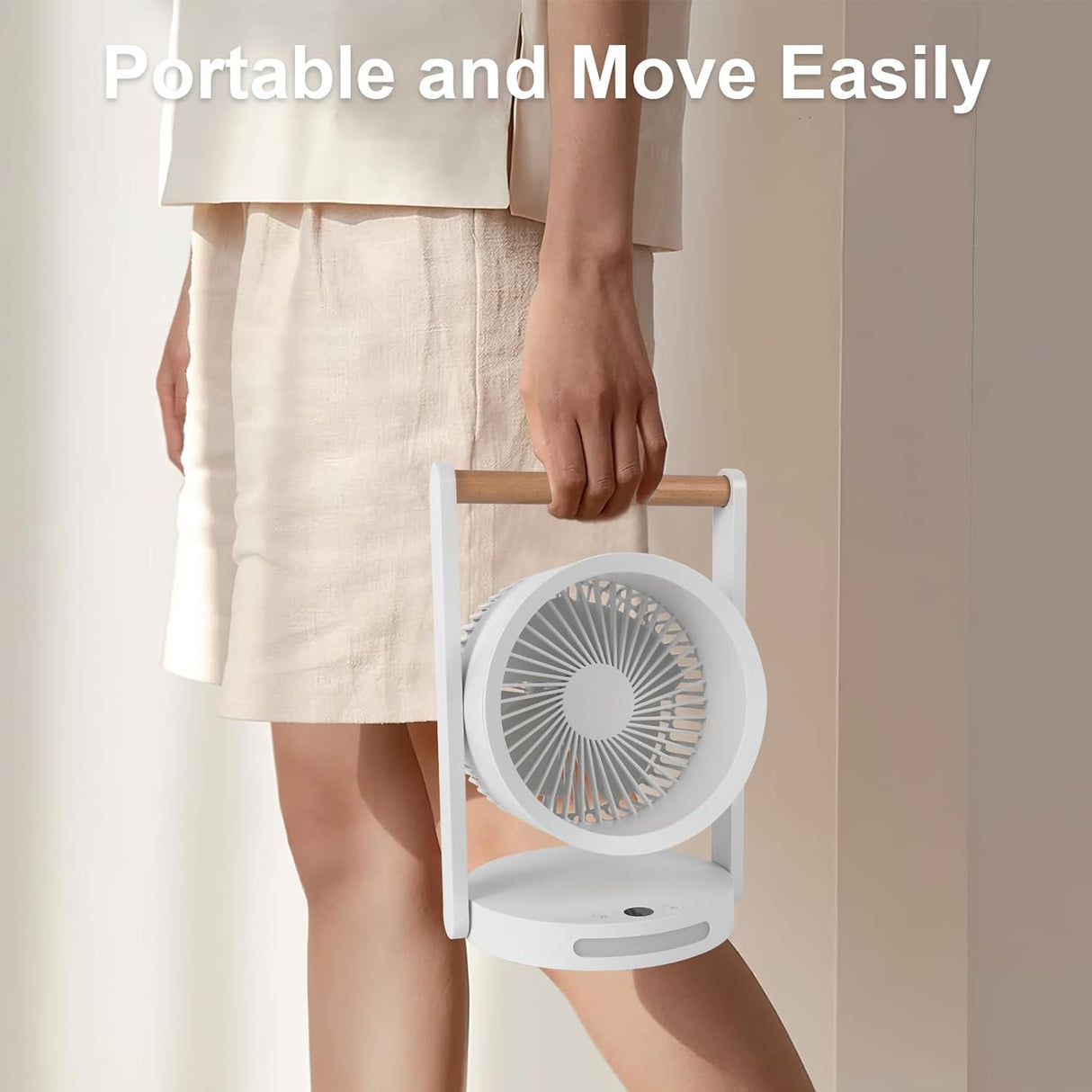 Battery Operated Tabletop Air Circulator Fan with Night Light | Table Fan | SASKA Trading