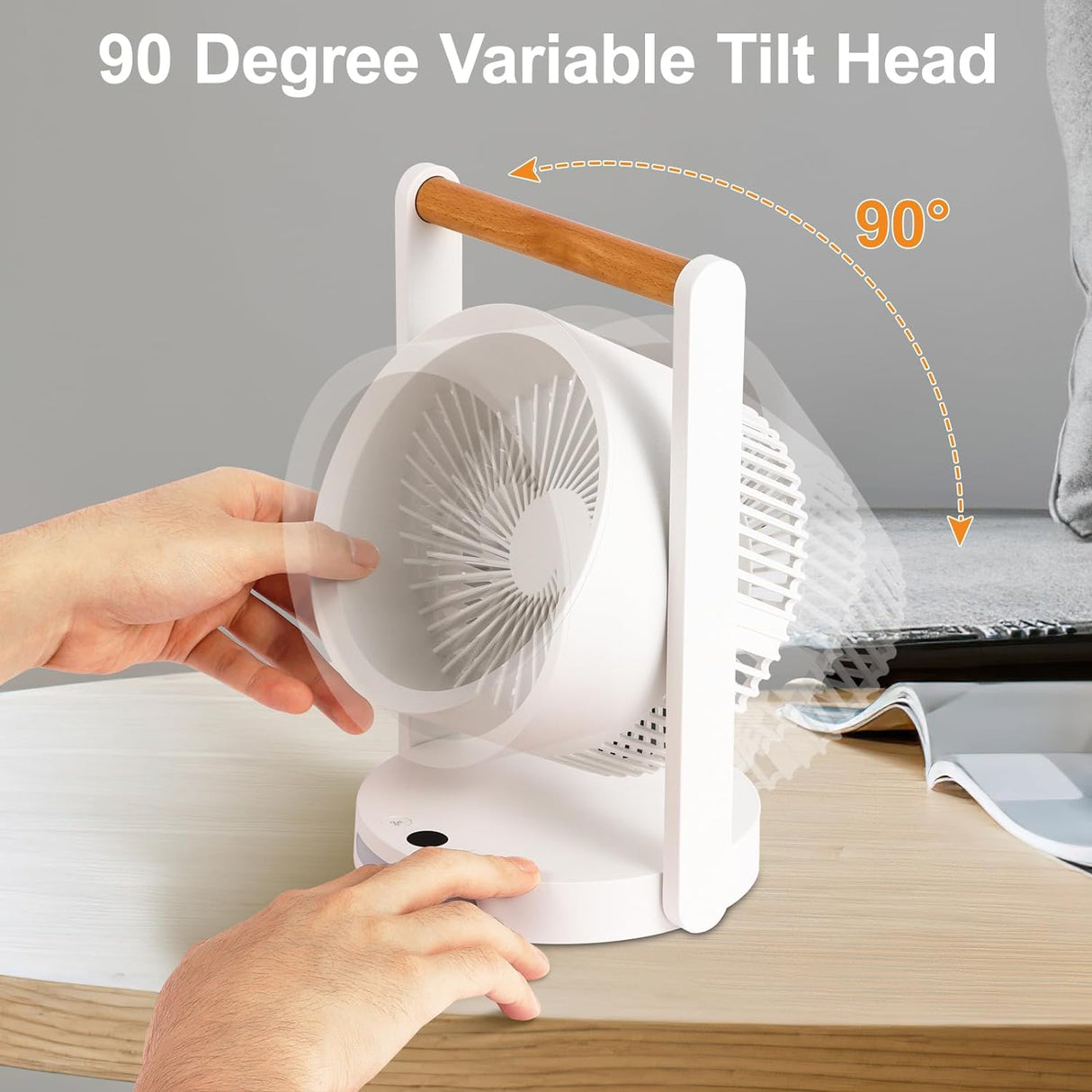 Battery Operated Tabletop Air Circulator Fan with Night Light | Table Fan | SASKA Trading