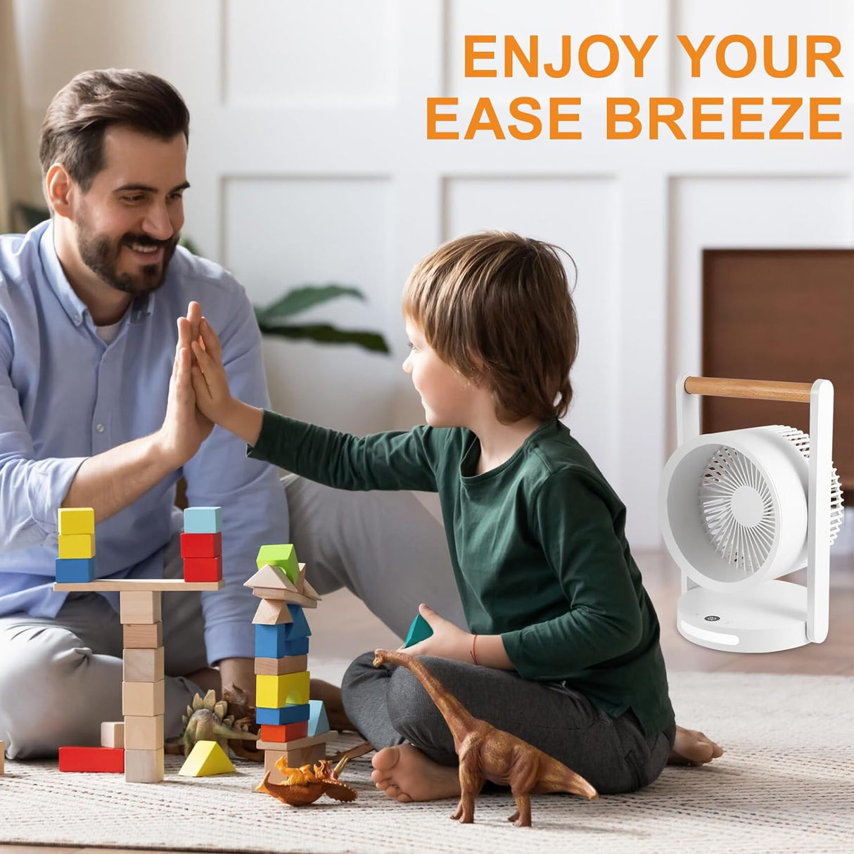 Battery Operated Tabletop Air Circulator Fan with Night Light | Table Fan | SASKA Trading