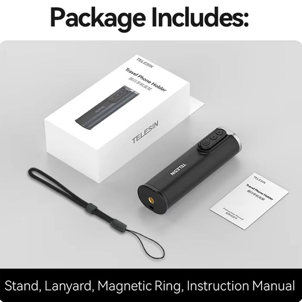 Travel Phone Holder – Foldable Clip with Tripod Mount by TELESIN | Phone Holder | SASKA Trading