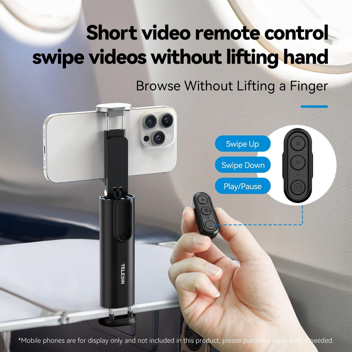 Travel Phone Holder – Foldable Clip with Tripod Mount by TELESIN | Phone Holder | SASKA Trading