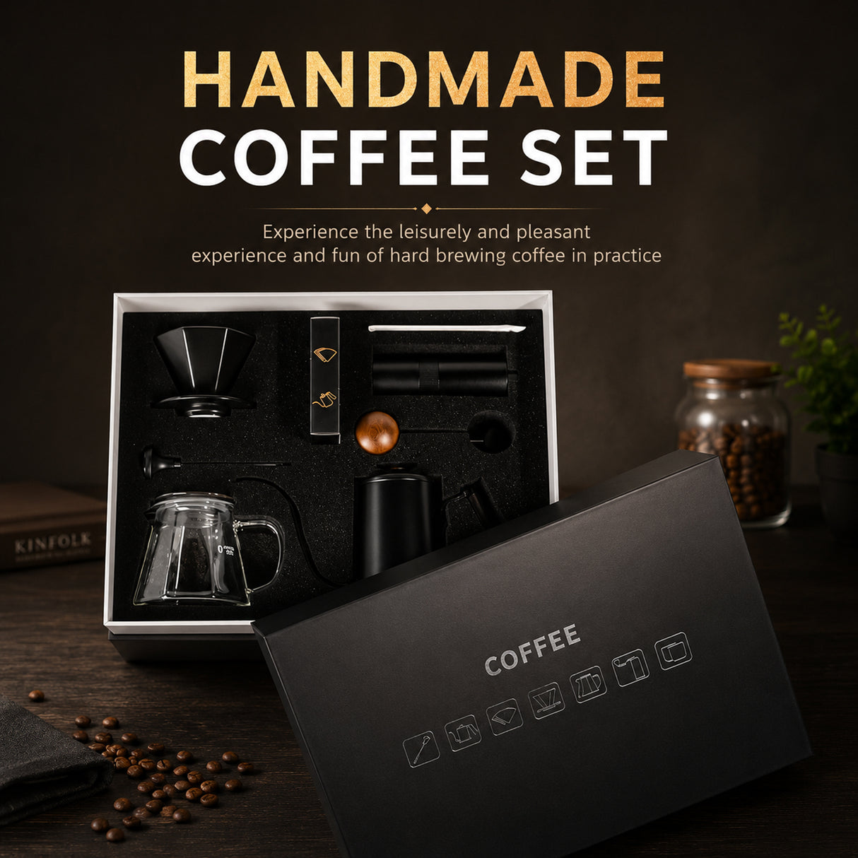 Premium Pour-Over Coffee Hand Brewing Set with Precision Scale – Complete Manual Coffee Maker Kit - V60 Coffee Set