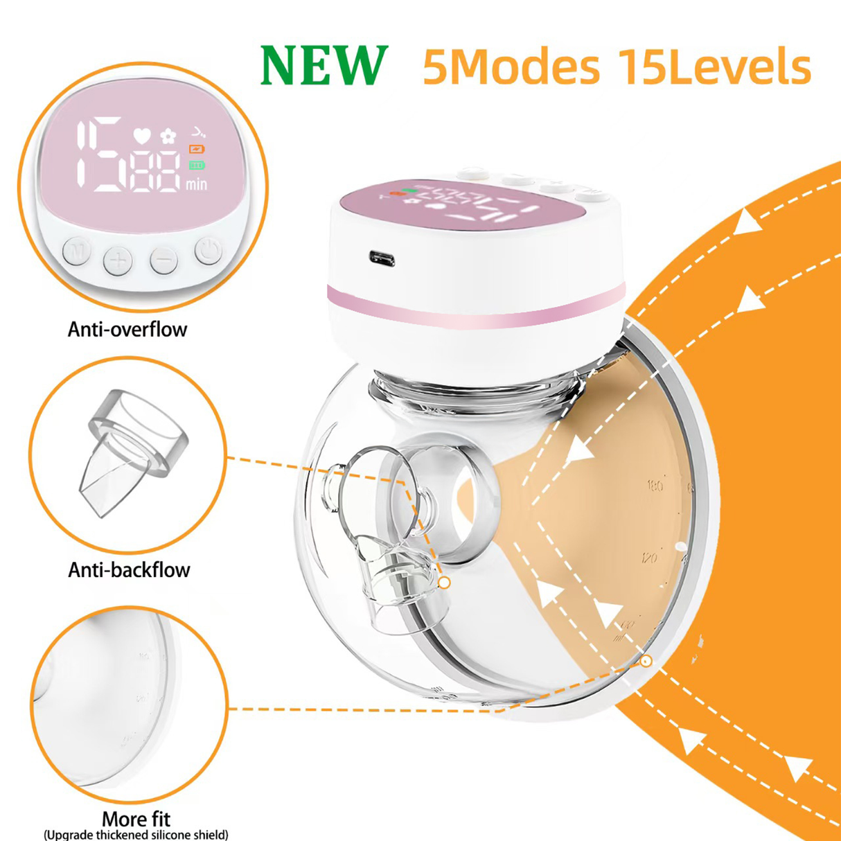 Wearable Electric Breast Pump with 3 Modes & 15 Speeds by MOMWELL | Breast pump | SASKA Trading