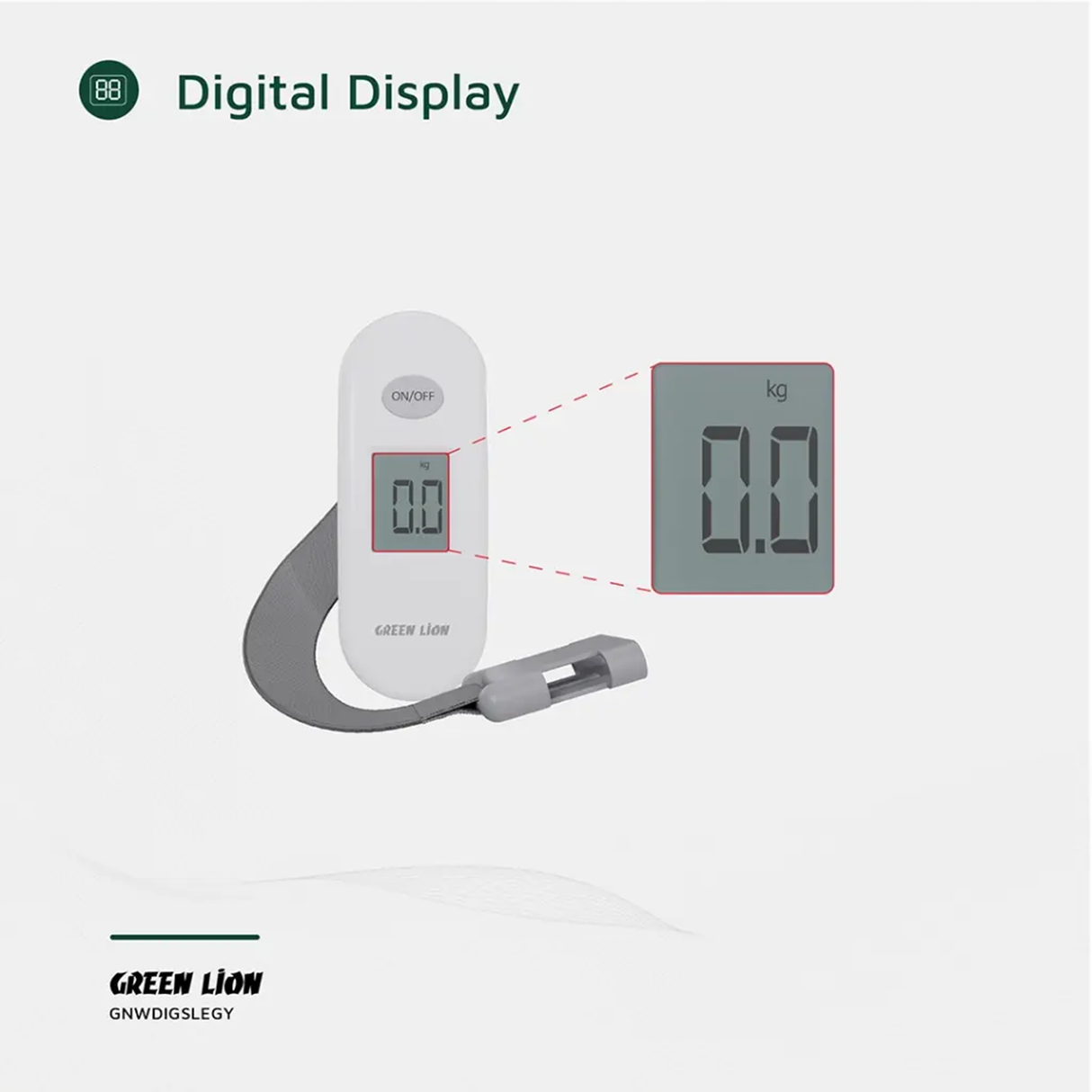 ميزان أمتعة رقمي Weight Mate – دقة عالية لوزن السفر مع شاشة LCD ووظيفة Tare وإيقاف تلقائي (رمادي) من Green Lion