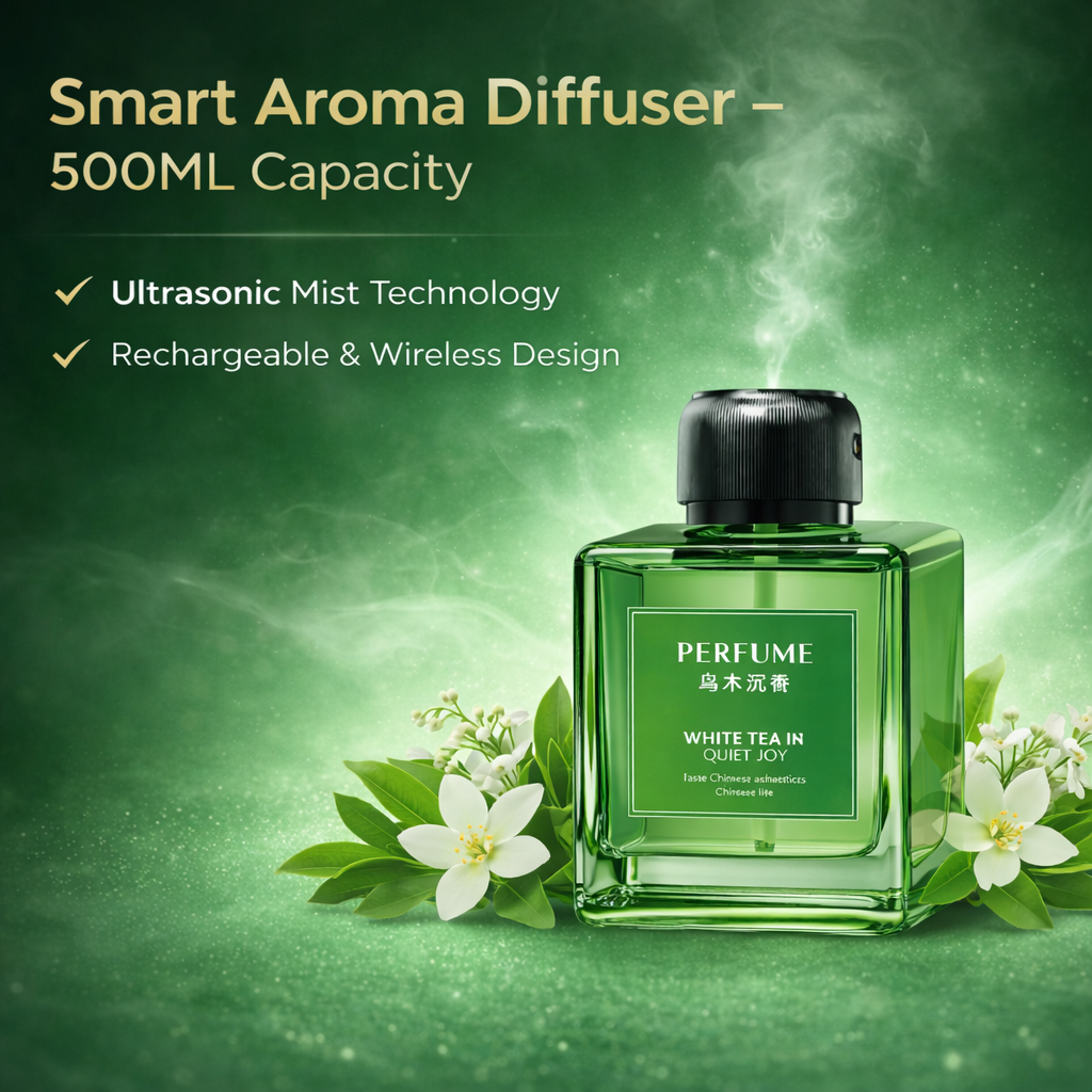 500ml Portable Ultrasonic Essential Oil Diffuser, Rechargeable Aroma Fragrance Machine