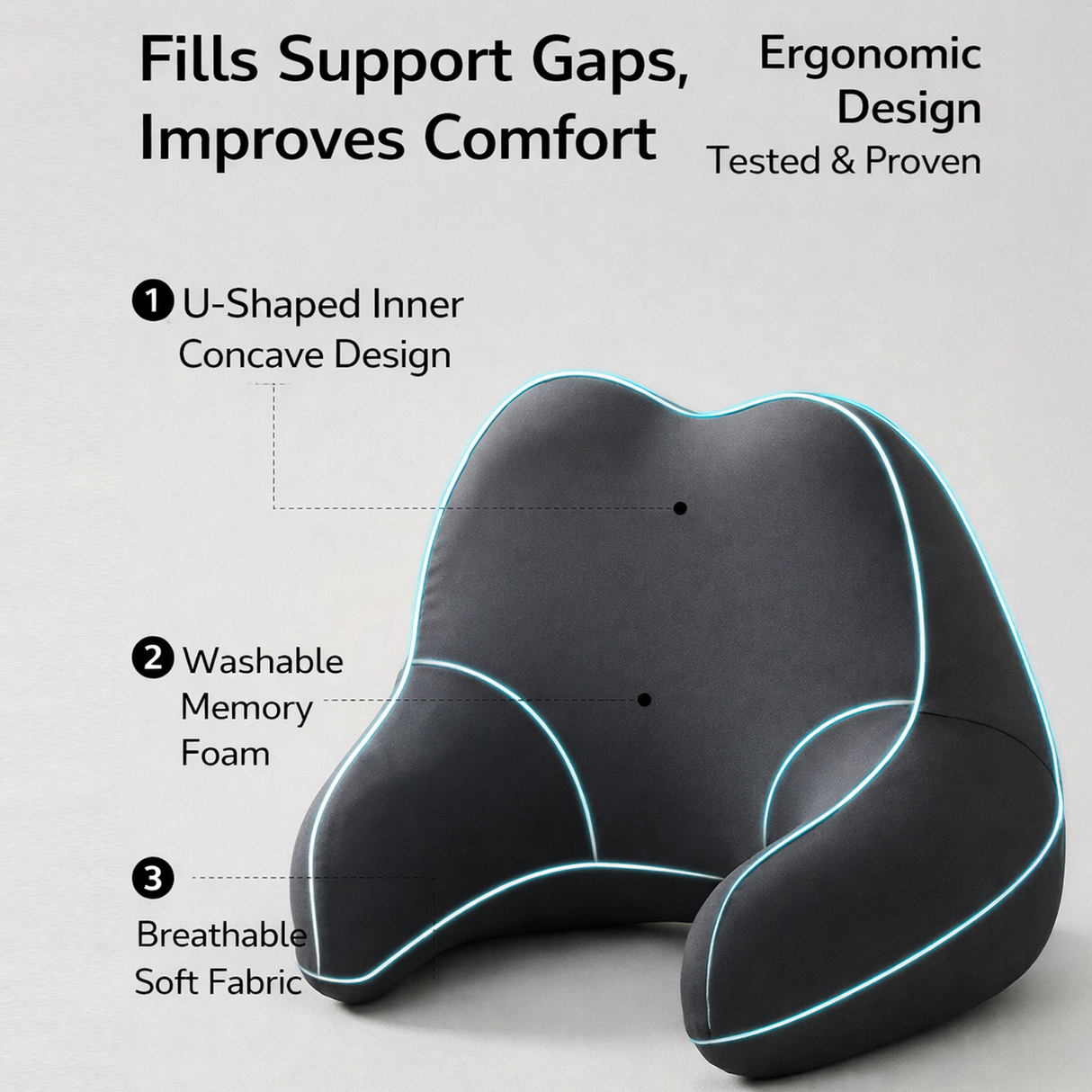 Ergonomic Car Neck Pillow – U-Shaped Headrest with Memory Foam by Yoyorelax