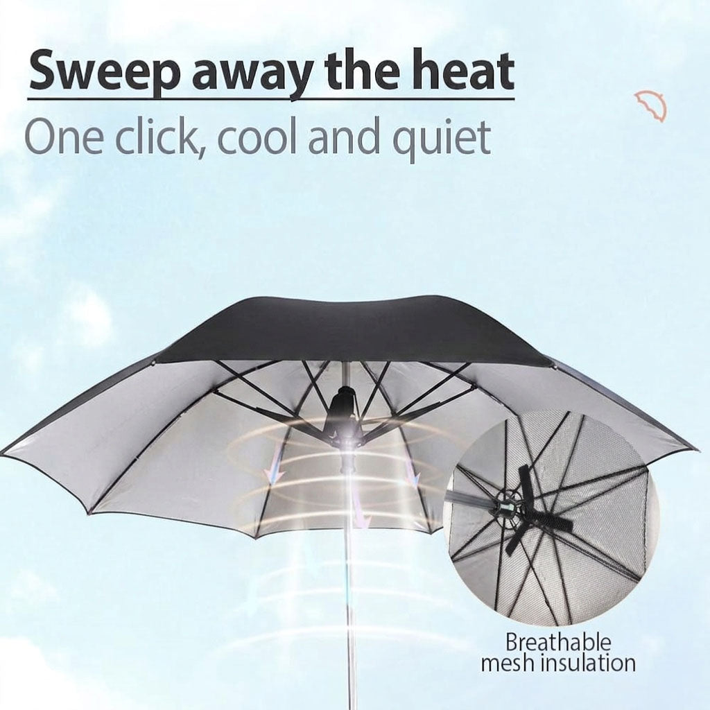 3-in-1 Cooling Sun Umbrella with Built-in Fan & Mist Sprayer