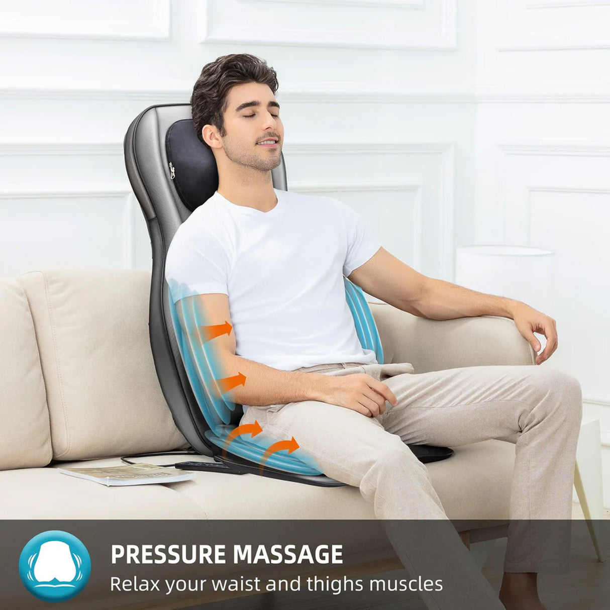 Shiatsu Neck & Back Massager with Heat & Air Compression, APP Control Massage Chair Pad by COMFIER
