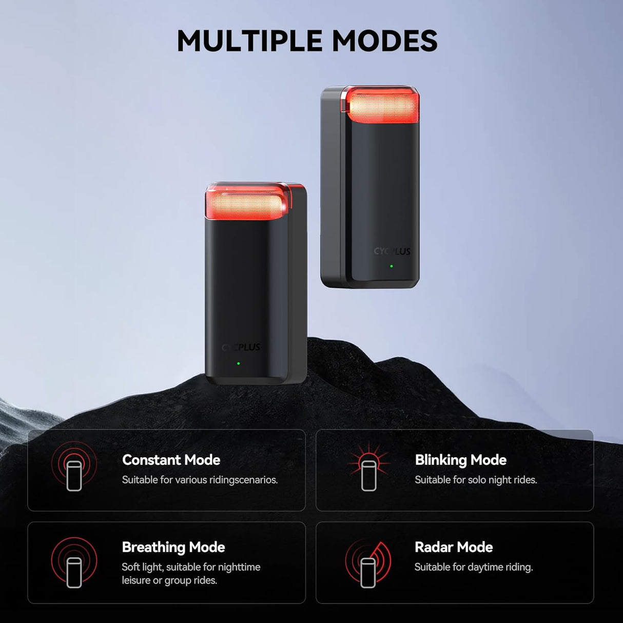 مصباح خلفي ذكي بالرادار L7 مع نظام متقدم لاكتشاف المركبات وتنبيه فرملة ذكي من CYCPLUS