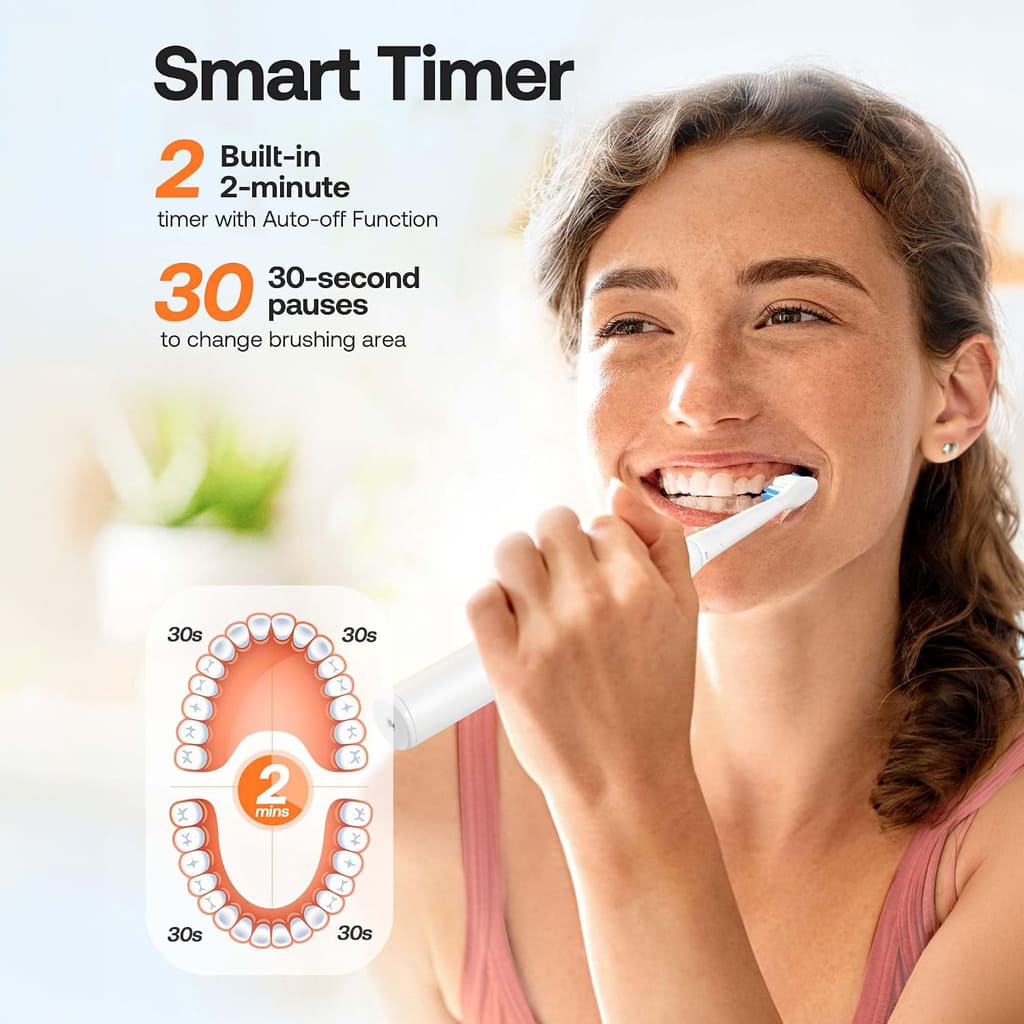 D2 Sonic Electric Toothbrush for Adults by Bitvae, 5 Cleaning Modes, 8 Brush Heads, IPX7 Waterproof with Travel Case