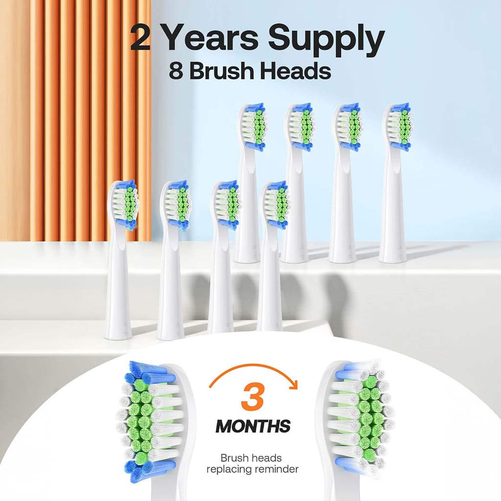D2 Sonic Electric Toothbrush for Adults by Bitvae, 5 Cleaning Modes, 8 Brush Heads, IPX7 Waterproof with Travel Case