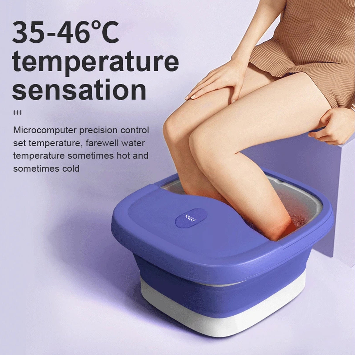 Folding Foot Spa Bath Massager, Collapsible Foot Soak Bucket, Constant Temperature & Infrared Therapy by Denx