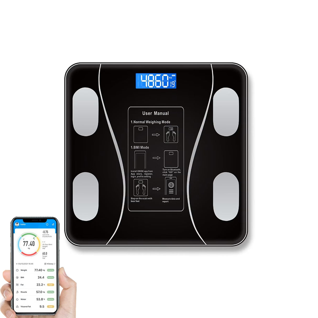 Smart Digital Weighing Scale for Body Weight for Home saska - saska.ae