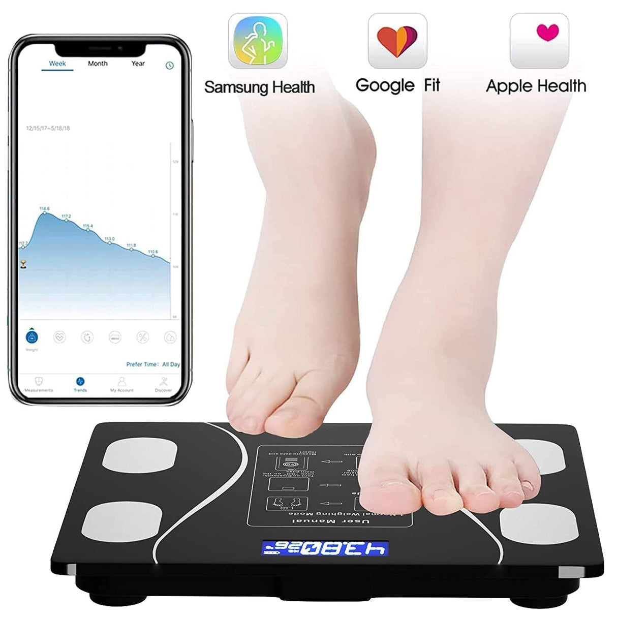Bluetooth Smart Digital Weighing Scale for Body Weight, BMI and Weight Tracking by DENX