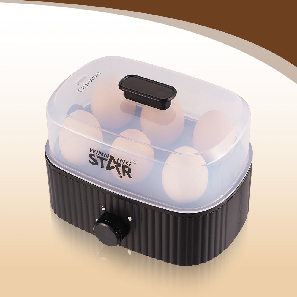 Electric Egg Cooker 6 Egg Capacity, 300W Rapid Egg Boiler with 3-Level Timer, Auto Shut-Off & Dry-Burn Protection by Winning Star