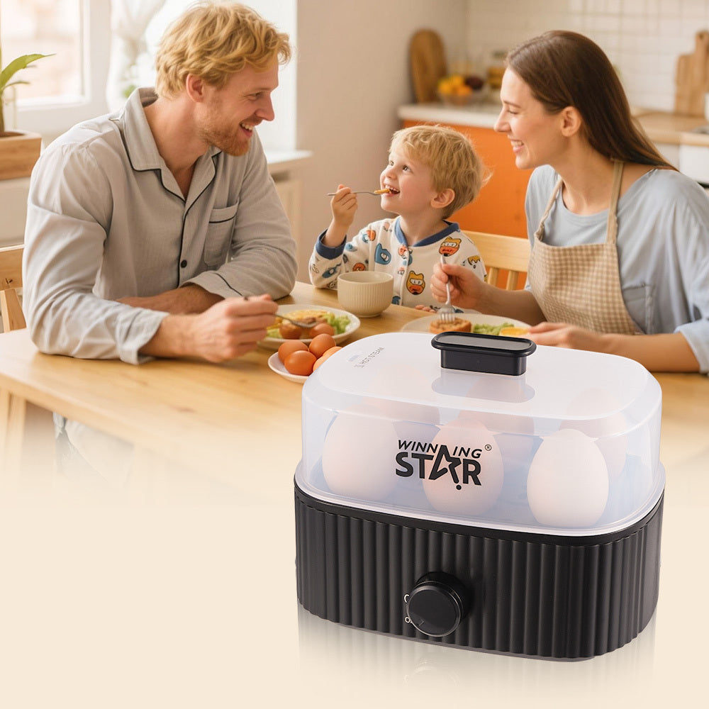 Electric Egg Cooker 6 Egg Capacity, 300W Rapid Egg Boiler with 3-Level Timer, Auto Shut-Off & Dry-Burn Protection by Winning Star