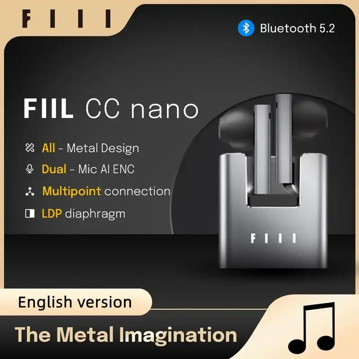 سماعات أذن لاسلكية بالكامل CC Nano مع عزل ضوضاء لهواتف iPhone وAndroid من FIIL