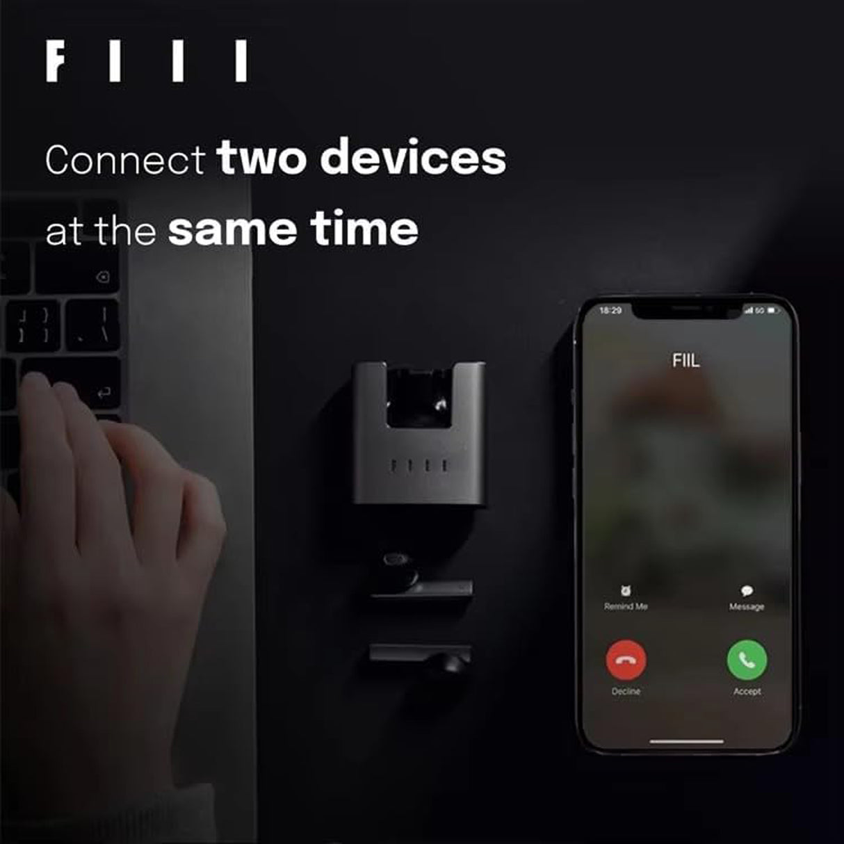 سماعات أذن لاسلكية بالكامل CC Nano مع عزل ضوضاء لهواتف iPhone وAndroid من FIIL