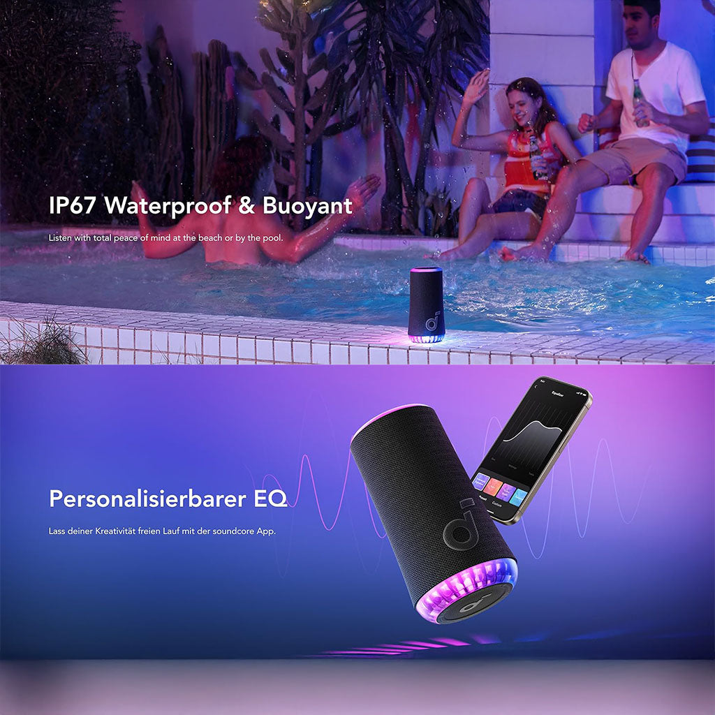 Glow Portable Speaker 30W LED Light Show, 18H Playtime, IP67 Waterproof Bluetooth Speaker by Soundcore Anker