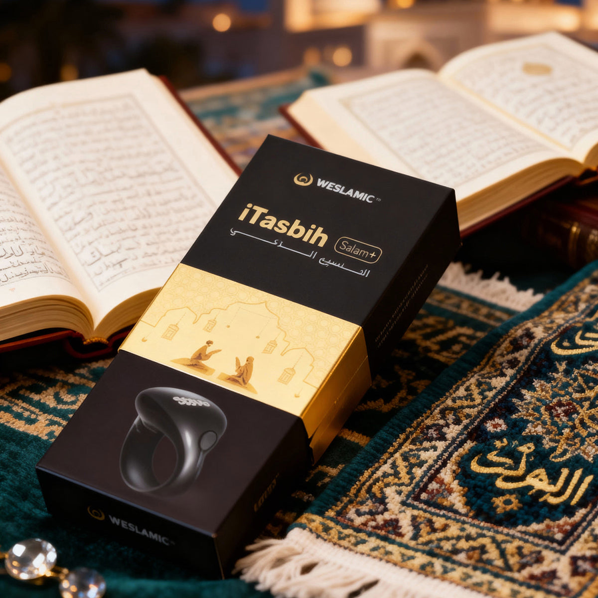 iTasbih Smart Tasbeeh Ring - 3 sizes Adjustable - Digital Dhikr Ring with OLED Display & App Support by WESLAMIC