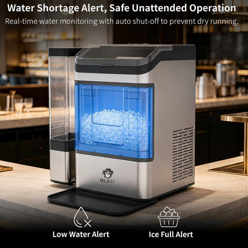 Portable Nugget Ice Maker Countertop with Self-Cleaning, Dual Water Tank, Quiet 45dB Operation & 38lbs Daily Ice Production