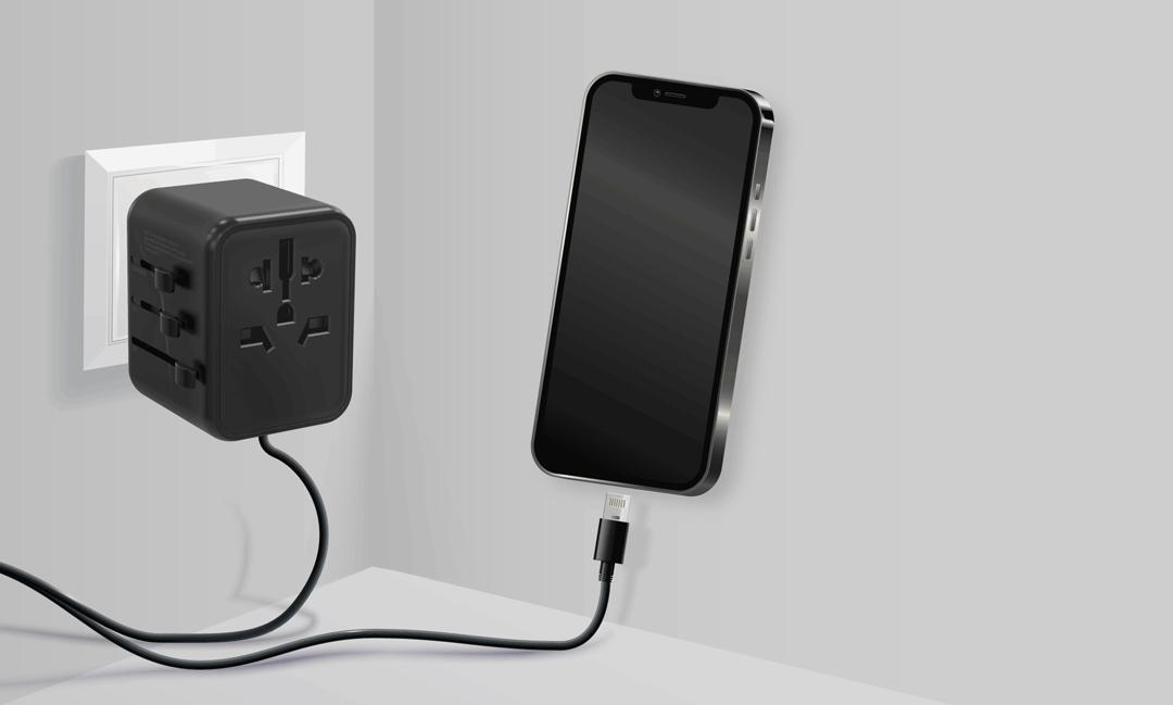 Universal Travel Adapter Dual USB A - Black by Porodo | Travel Adapter | SASKA Trading