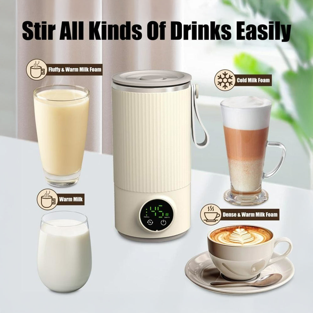 Electric Milk Warmer and Mixer – Portable 300mL Cup, 6 Temperature Levels, Great for Coffee by VVU&CCO