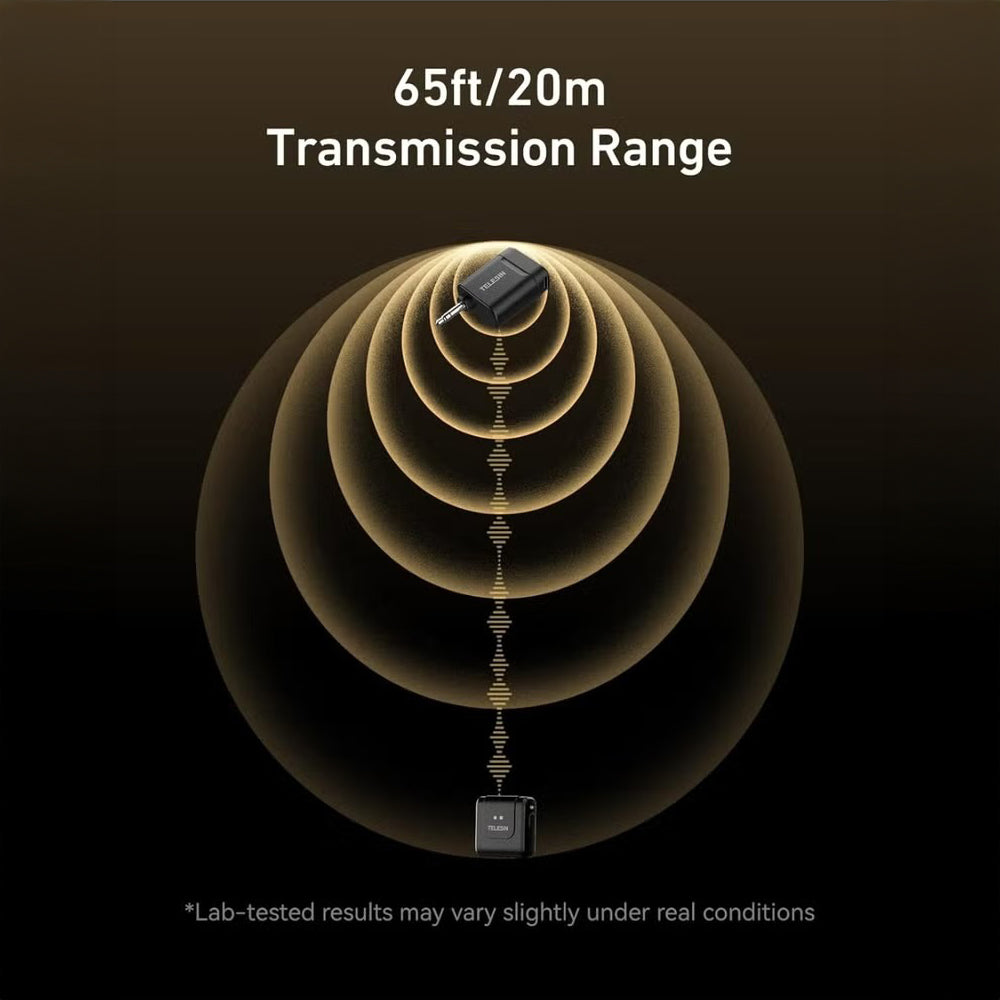 ميكروفون Lavalier لاسلكي 2 في 1، ميكروفون ياقة قابل للتوصيل والتشغيل للهواتف الذكية، صوت واضح مع خاصية إلغاء الضوضاء للتدوين بالفيديو، من TELESIN.