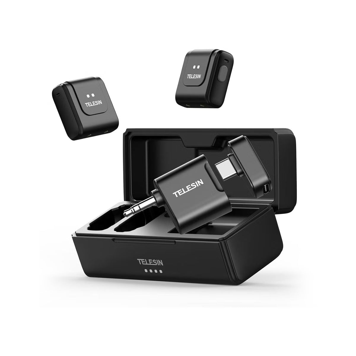 ميكروفون Lavalier لاسلكي 2 في 1، ميكروفون ياقة قابل للتوصيل والتشغيل للهواتف الذكية، صوت واضح مع خاصية إلغاء الضوضاء للتدوين بالفيديو، من TELESIN.