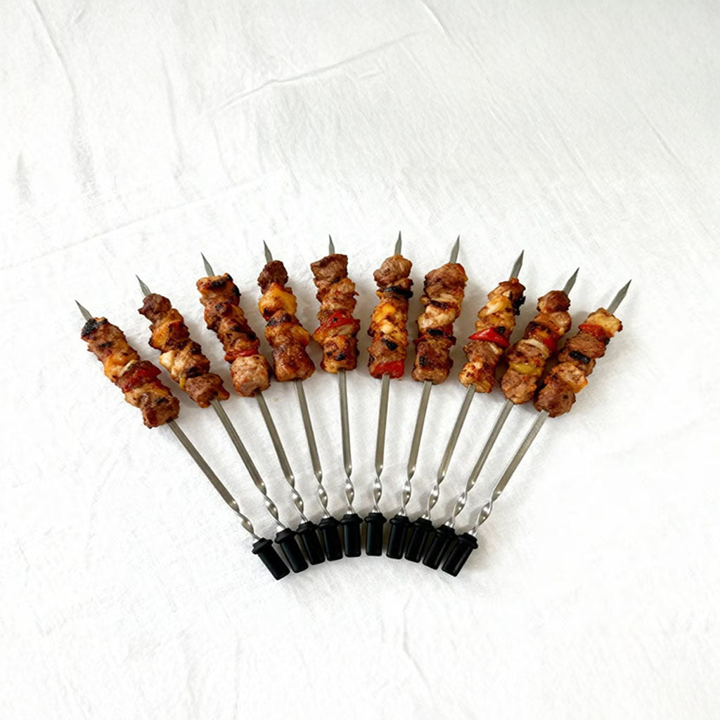 شواية كباب دوّارة كهربائية – 900 واط من الستانلس ستيل مع 10 أسياخ من Porodo