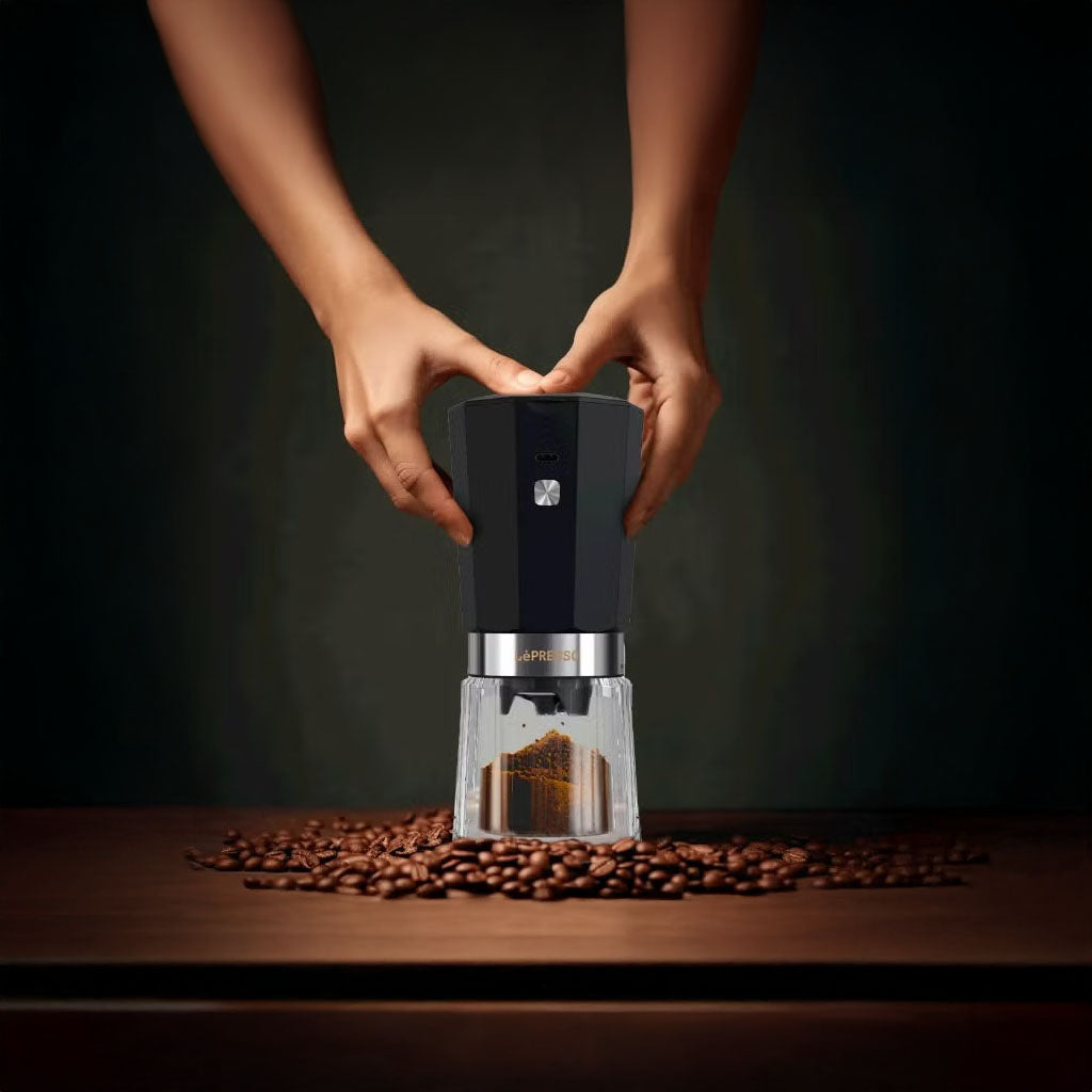 Cordless Electric Coffee Grinder – 18W with 800mAh Rechargeable Battery - Black by LePresso