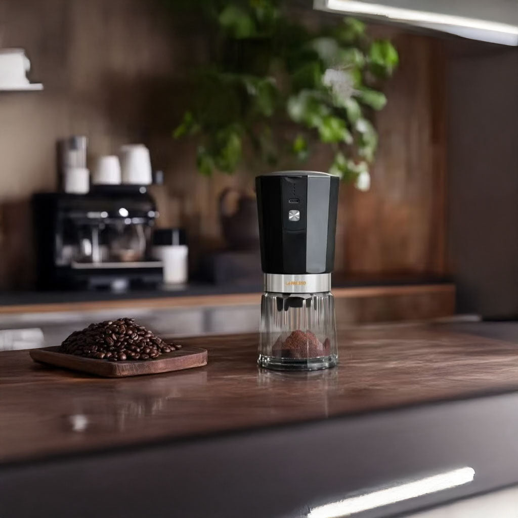 Cordless Electric Coffee Grinder – 18W with 800mAh Rechargeable Battery - Black by LePresso