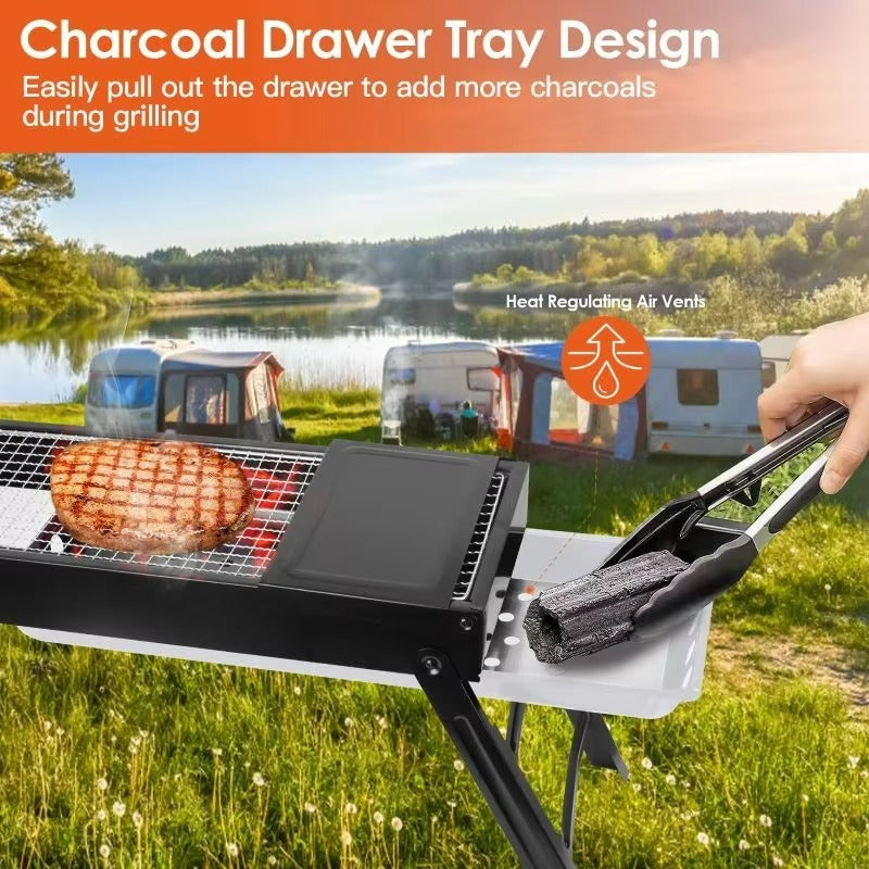 Portable Charcoal BBQ Grill – Compact, Foldable and Perfect for Picnics and Camping.