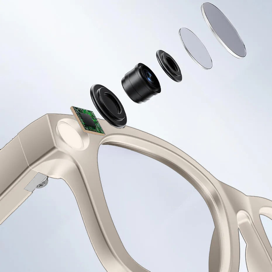 نظارات ذكية مزودة بكاميرا بدقة 8 ميجابكسل، وترجمة فورية، ومكالمات لاسلكية، ونقل عبر شبكة Wi-Fi، ومتوافقة مع نظام Android.