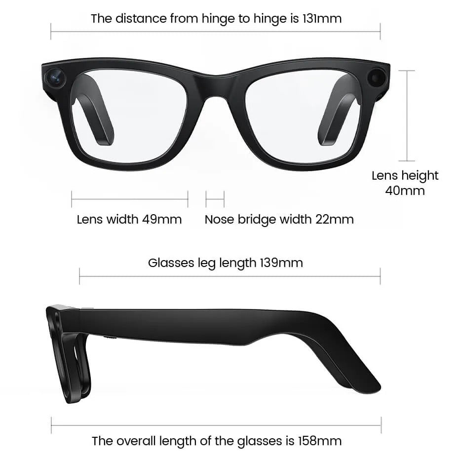 نظارات ذكية مزودة بكاميرا بدقة 8 ميجابكسل، وترجمة فورية، ومكالمات لاسلكية، ونقل عبر شبكة Wi-Fi، ومتوافقة مع نظام Android.