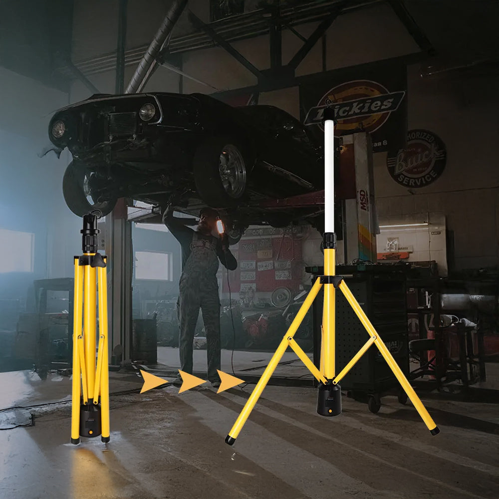 مصباح عمل LED محمول 20 واط - 2000 لومن، حامل ثلاثي القوائم، قابل لإعادة الشحن من Messicraft.