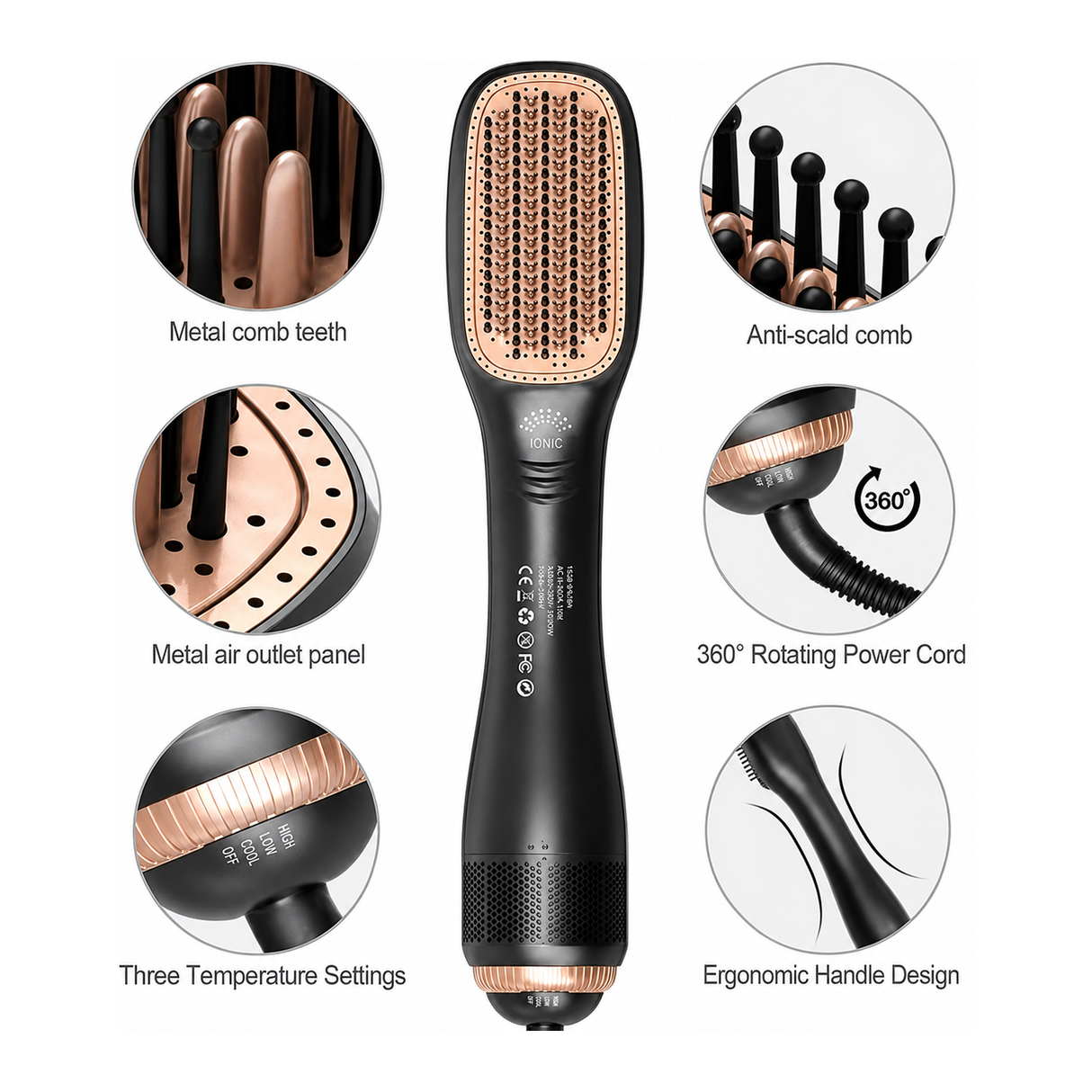 2 in 1 Hair Styling and Drying Brush, Hair Dryer and Straightener Brush by Joy Professional