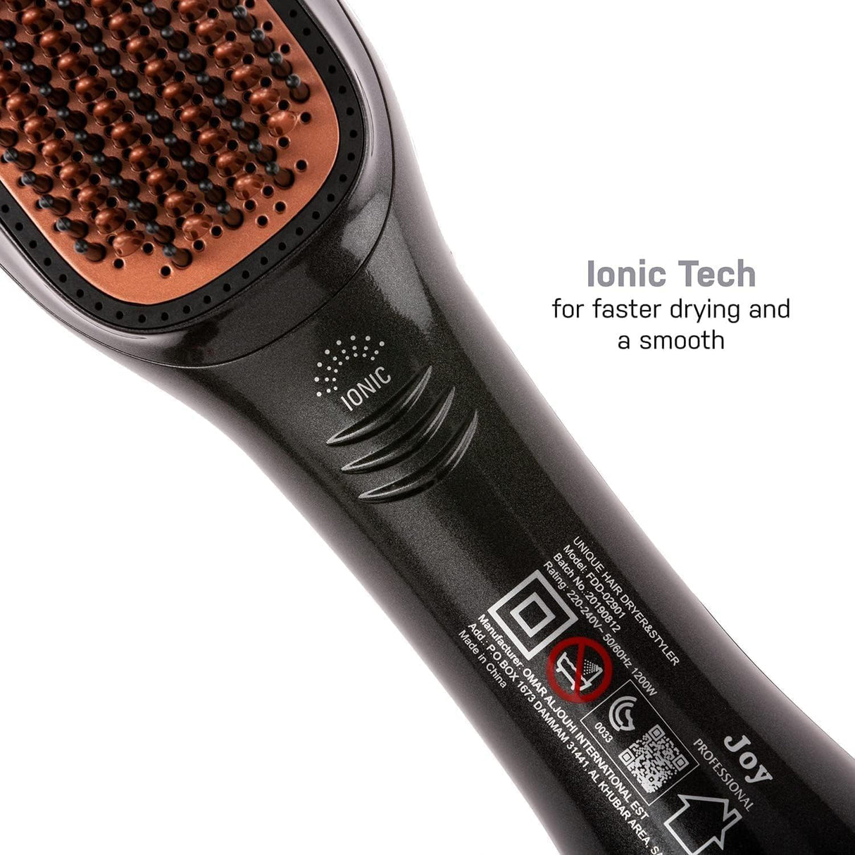 2 in 1 Hair Styling and Drying Brush, Hair Dryer and Straightener Brush by Joy Professional