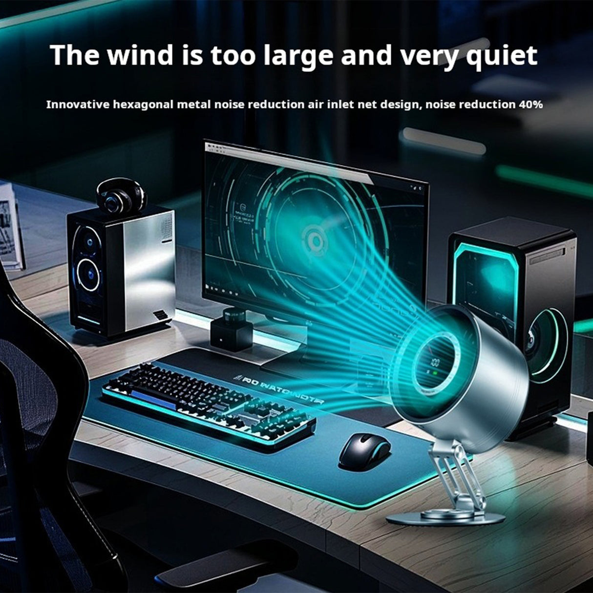 Portable Rechargeable Metal Desk Fan with 100-Speed Control, Digital Display, 4000mAh Battery & Adjustable Folding Stand H6-V8