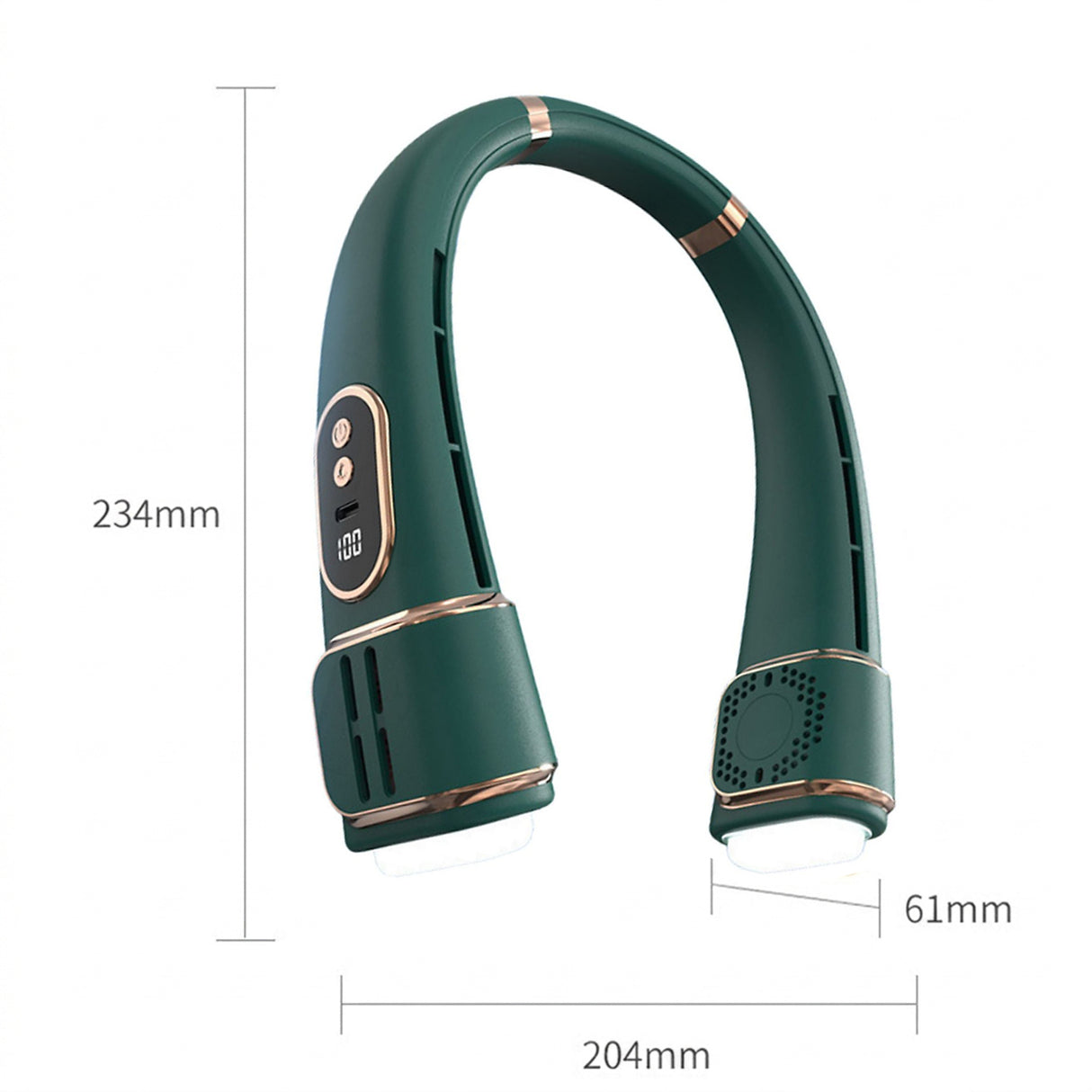 USB Rechargeable Bladeless Hanging Neck Fan, Portable Cooling Fan with 5 Speeds & LED Display (FZM-06)