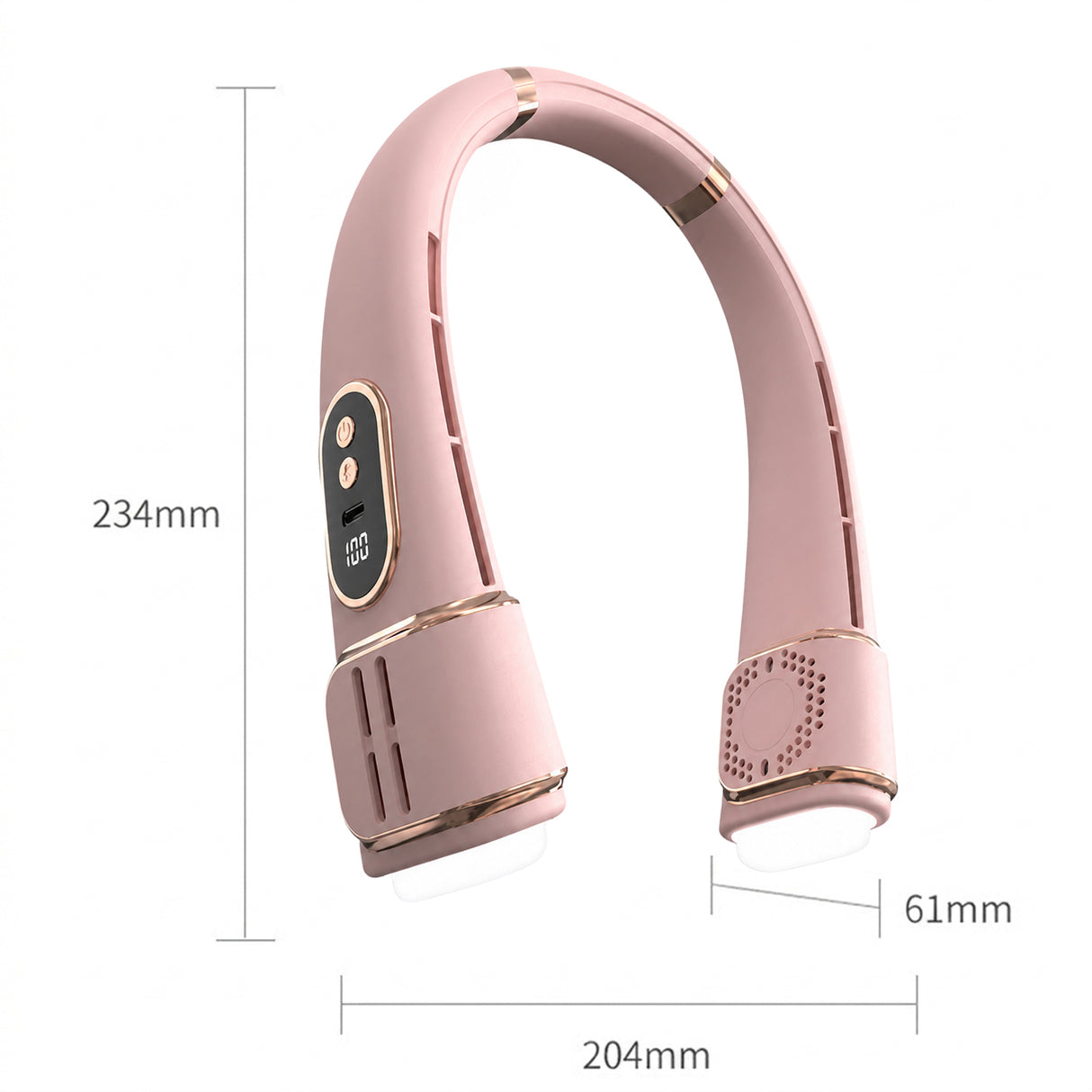 USB Rechargeable Bladeless Hanging Neck Fan, Portable Cooling Fan with 5 Speeds & LED Display (FZM-06)