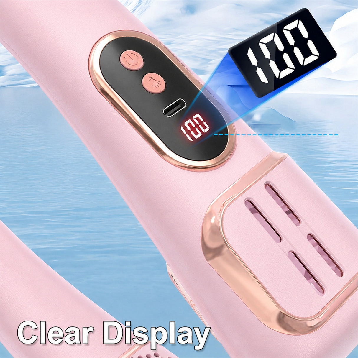 USB Rechargeable Bladeless Hanging Neck Fan, Portable Cooling Fan with 5 Speeds & LED Display (FZM-06)