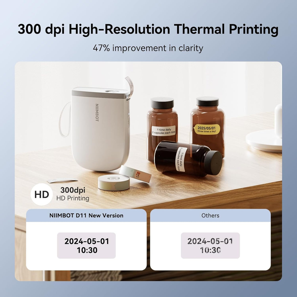 NIIMBOT D11_H Upgraded Portable Thermal Label Printer with 1 Roll Tape | Label Printer | SASKA Trading