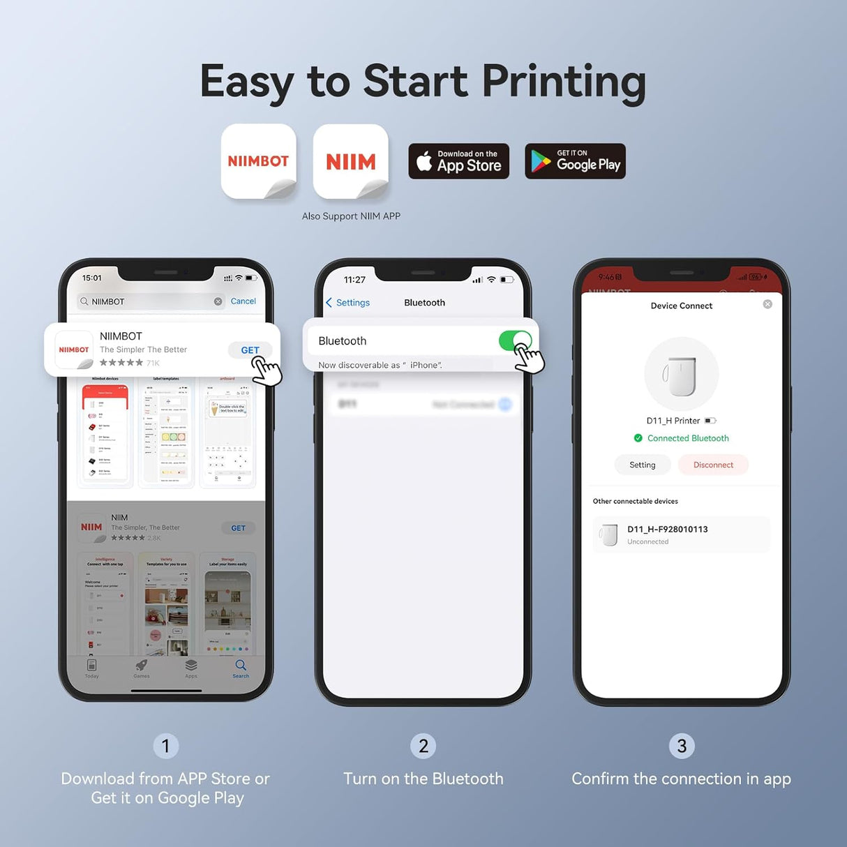 NIIMBOT D11_H Upgraded Portable Thermal Label Printer with 1 Roll Tape | Label Printer | SASKA Trading