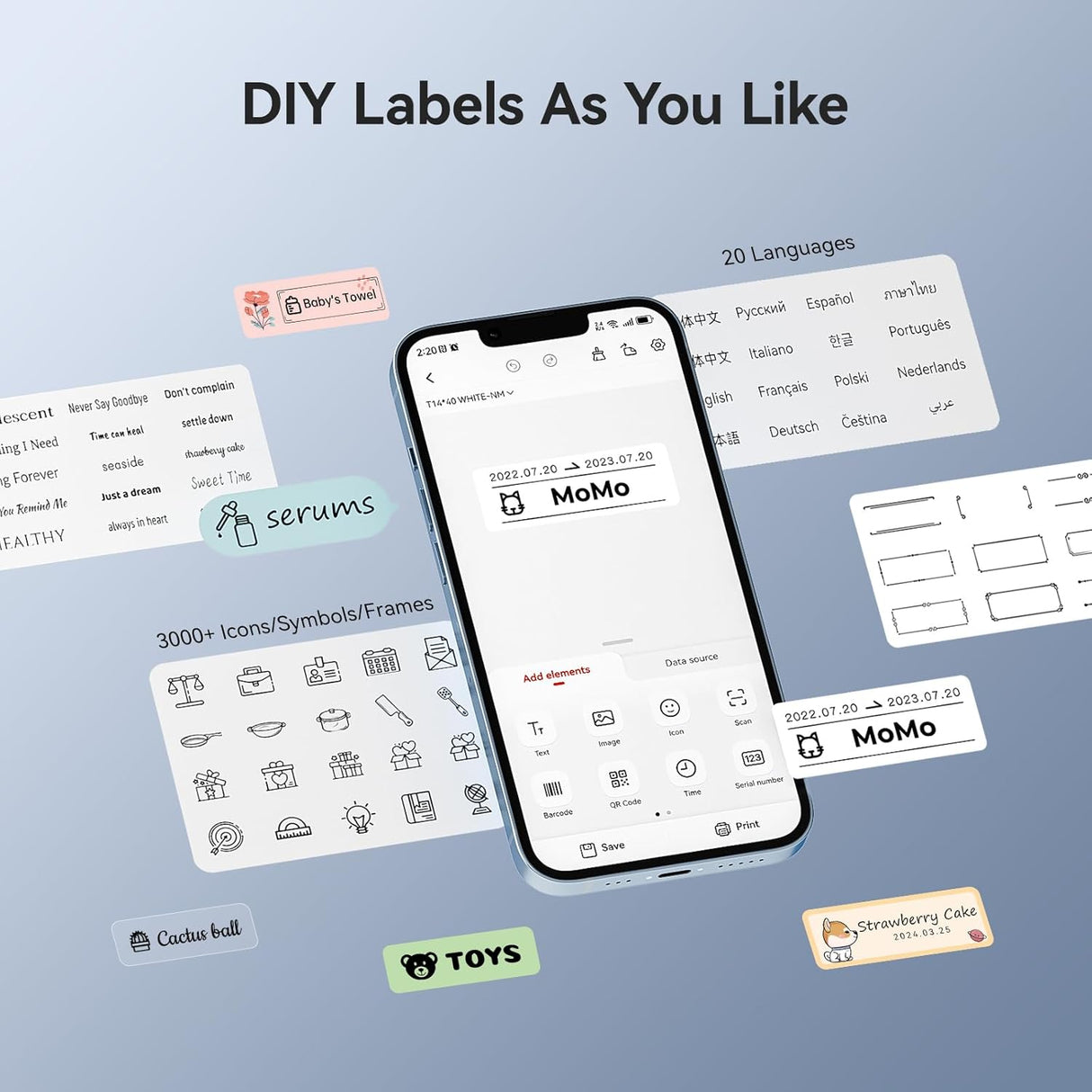 NIIMBOT D11_H Upgraded Portable Thermal Label Printer with 1 Roll Tape | Label Printer | SASKA Trading