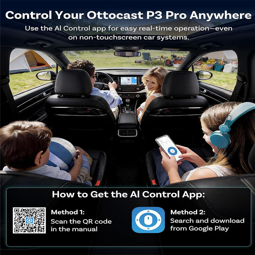 New P3 Pro CarPlay AI Box 3-in-1 Wireless CarPlay & Android Auto Adapter with Android 13 8GB+128GB HDMI Output 5G WiFi by Ottocast